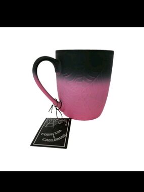 Cobwebs & Cauldrons Soft Touch Pink and Black Ombre Ceramic Mug